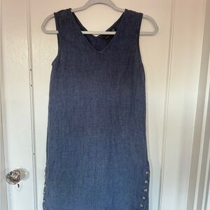 Tahari Blue Linen Sleeveless Dress